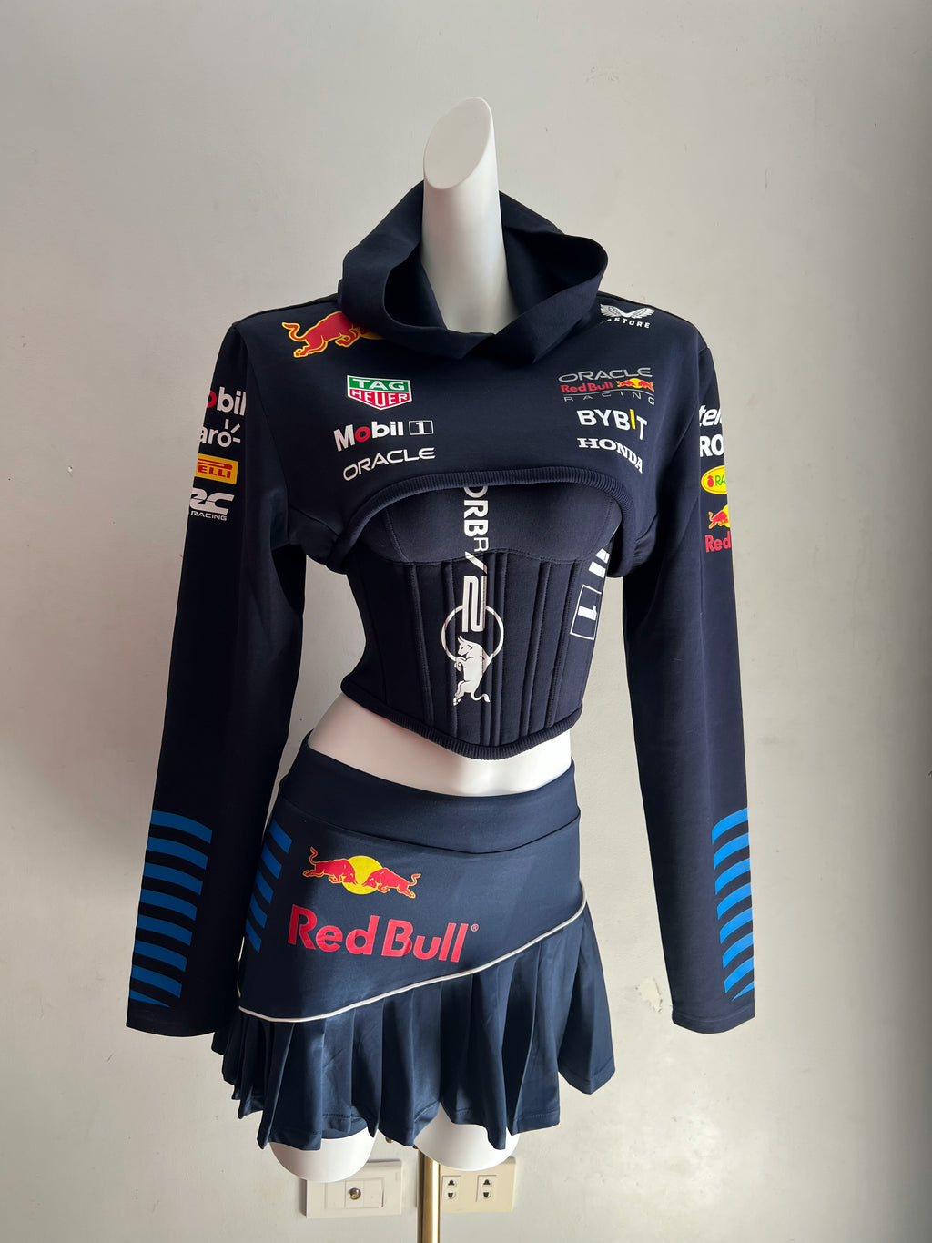 Made-to-order--Custom RB Cropped Hoodie Corset Top and Skirt Set