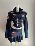 Made-to-order--Custom RB Cropped Hoodie Corset Top and Skirt Set