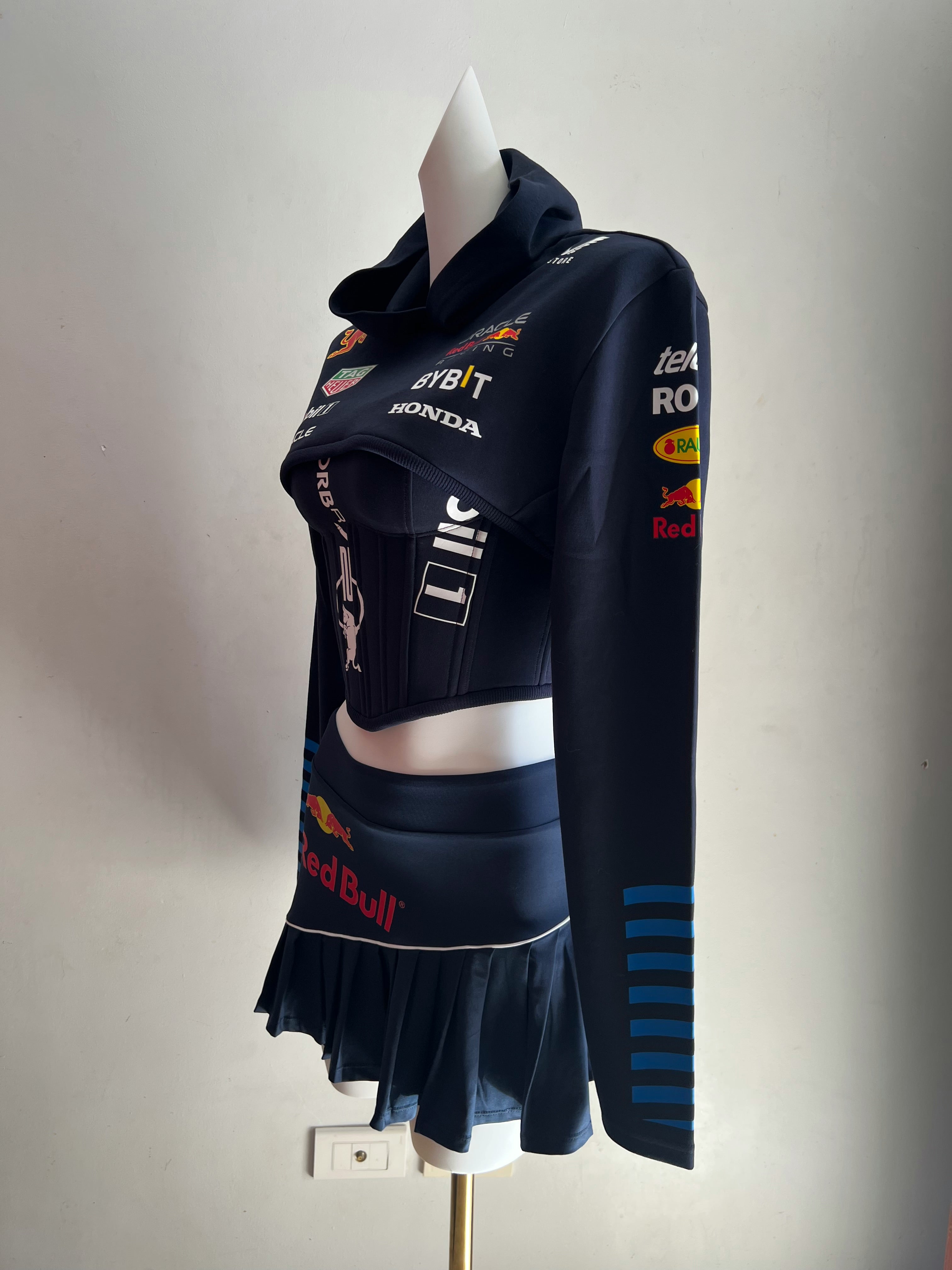 Made-to-order--Custom RB Cropped Hoodie Corset Top and Skirt Set