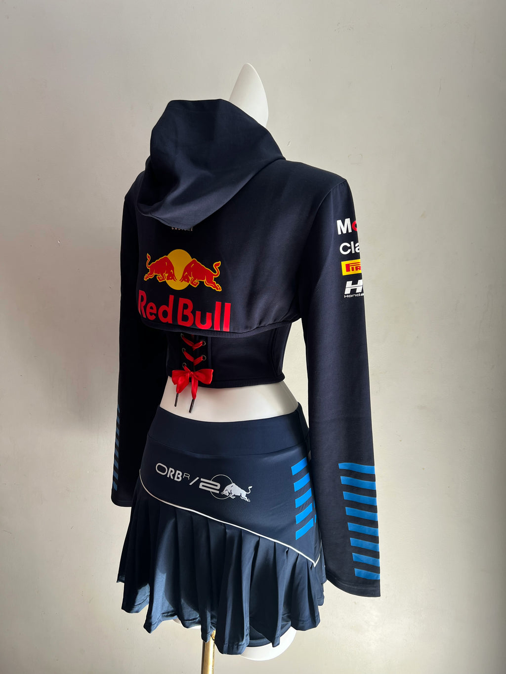 Made-to-order--Custom RB Cropped Hoodie Corset Top and Skirt Set