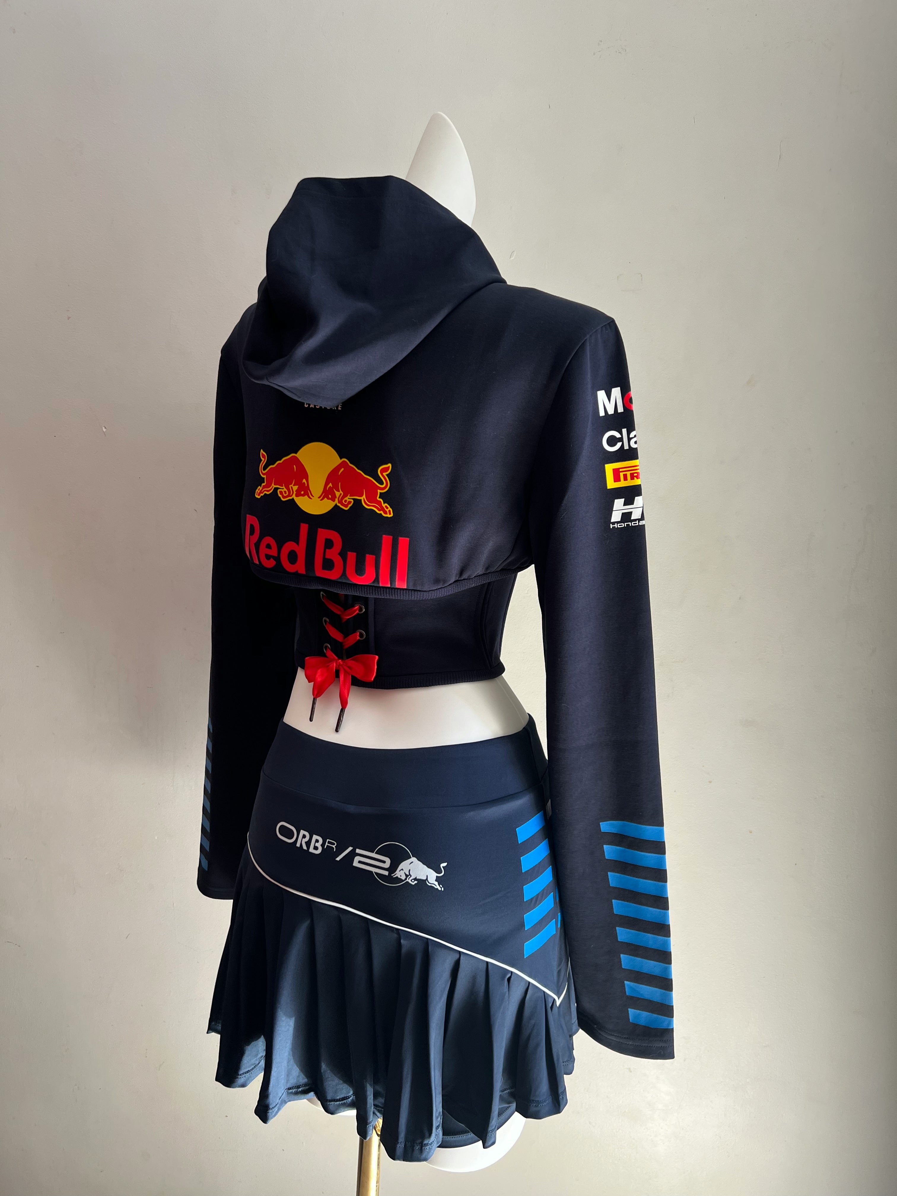 Made-to-order--Custom RB Cropped Hoodie Corset Top and Skirt Set
