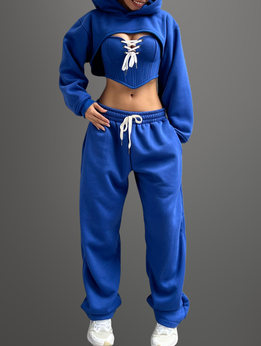 Made-to-order--Athena Cropped Hoodie, Corset Top and Sweatpants Set