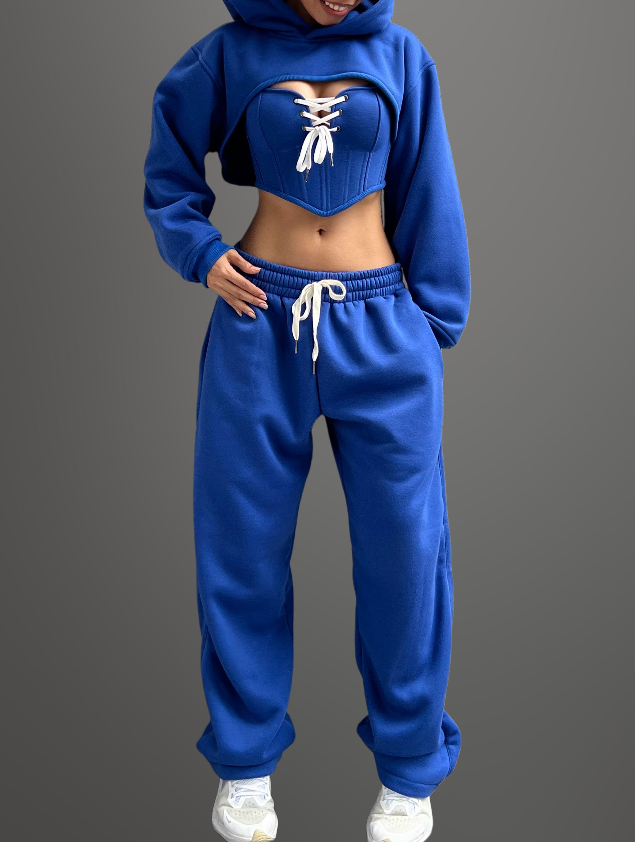 Made-to-order--Athena Cropped Hoodie, Corset Top and Sweatpants Set