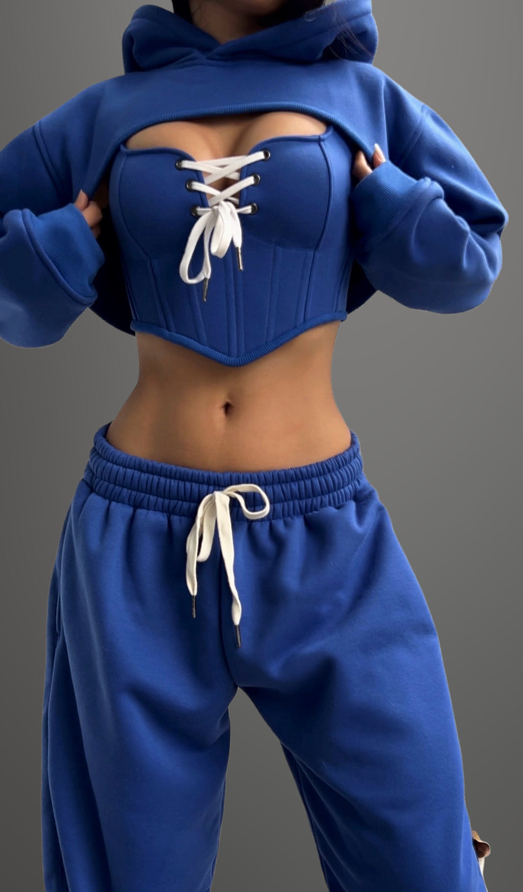 Made-to-order--Athena Cropped Hoodie, Corset Top and Sweatpants Set