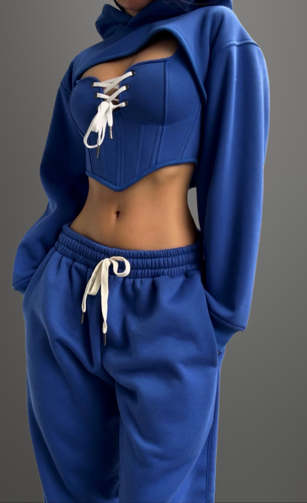 Made-to-order--Athena Cropped Hoodie, Corset Top and Sweatpants Set