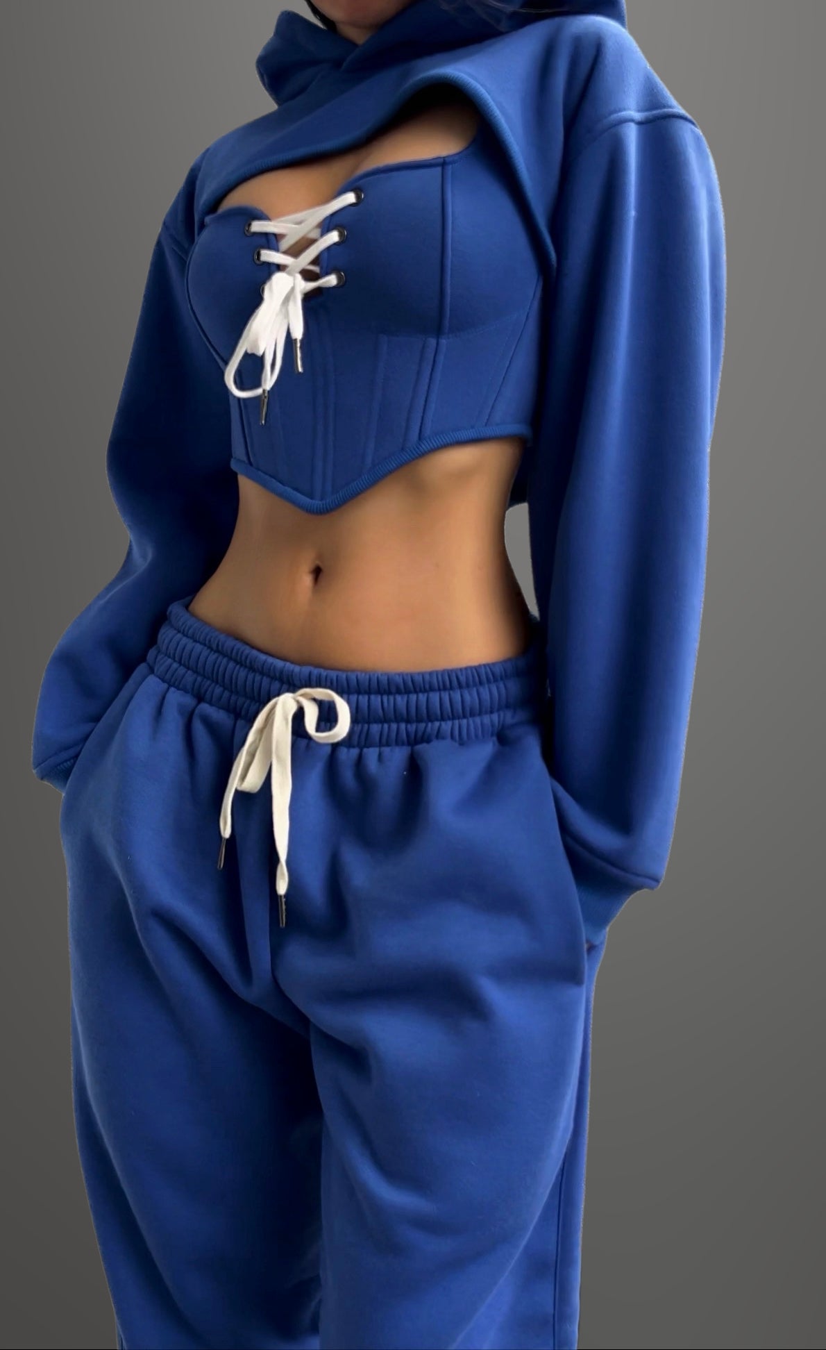 Made-to-order--Athena Cropped Hoodie, Corset Top and Sweatpants Set