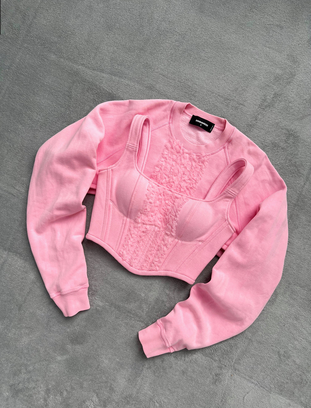 DSQUARED 2 Cropped Sweatshirt and Corset Top Set