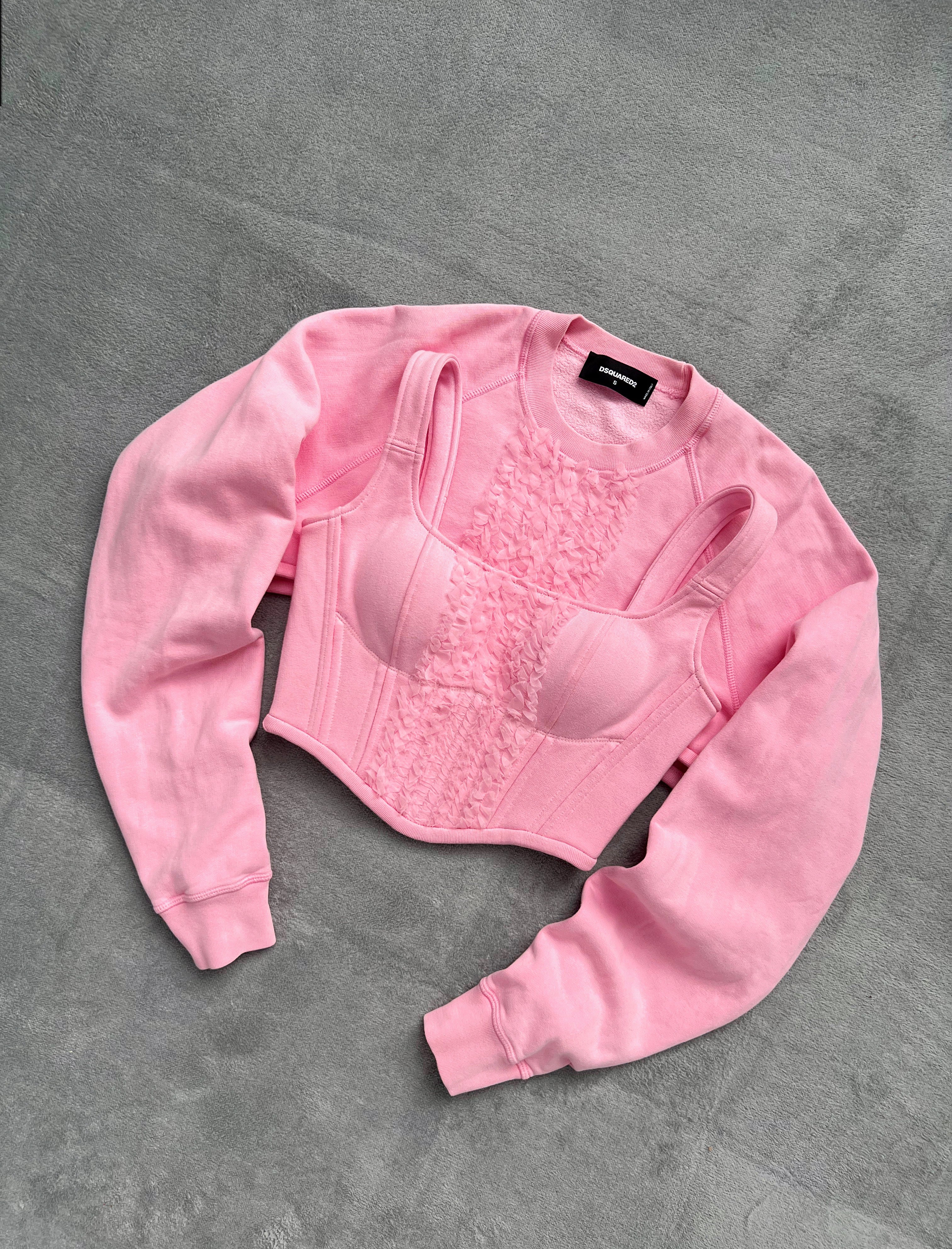 DSQUARED 2 Cropped Sweatshirt and Corset Top Set