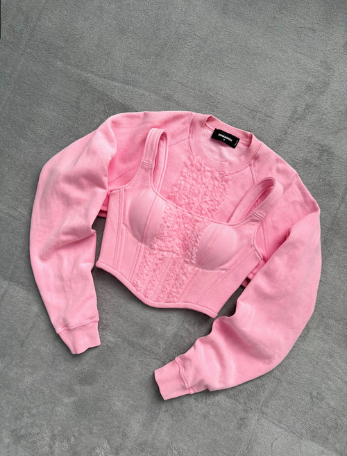DSQUARED 2 Cropped Sweatshirt and Corset Top Set
