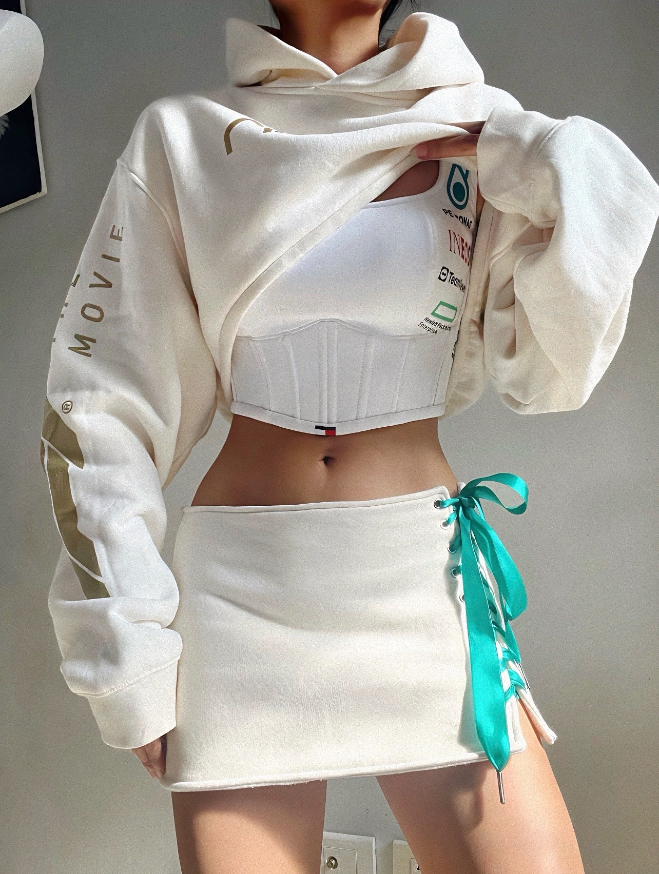 Made-to-order--Custom APXGPxAMG Hoodie Corset and Skirt Set