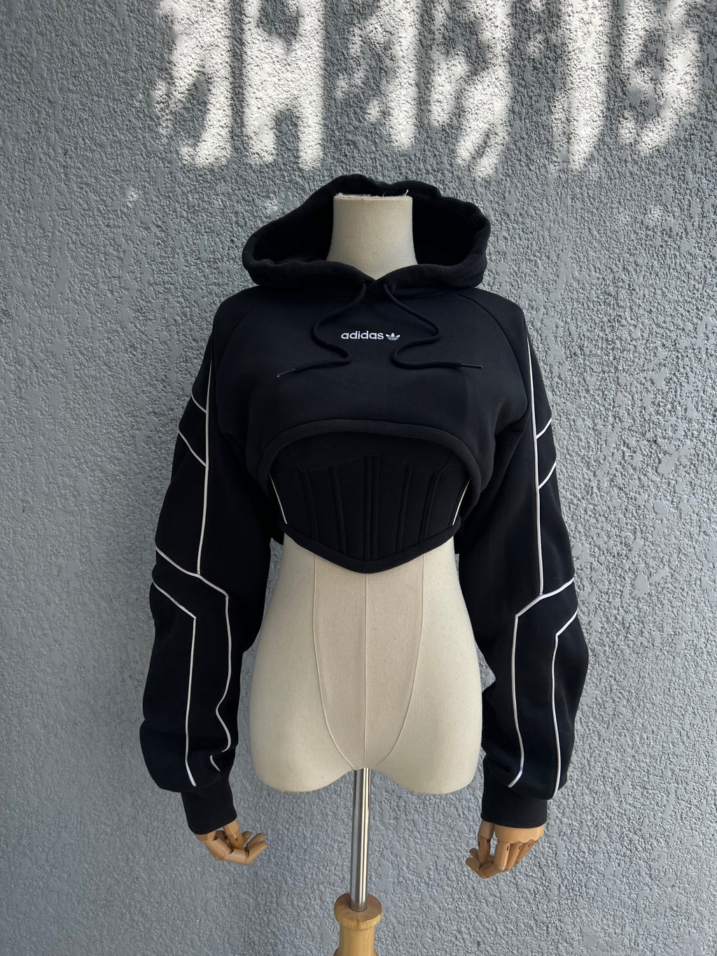 Made-to-order-Custom Adidas Cropped Hoodie Corset Top Set
