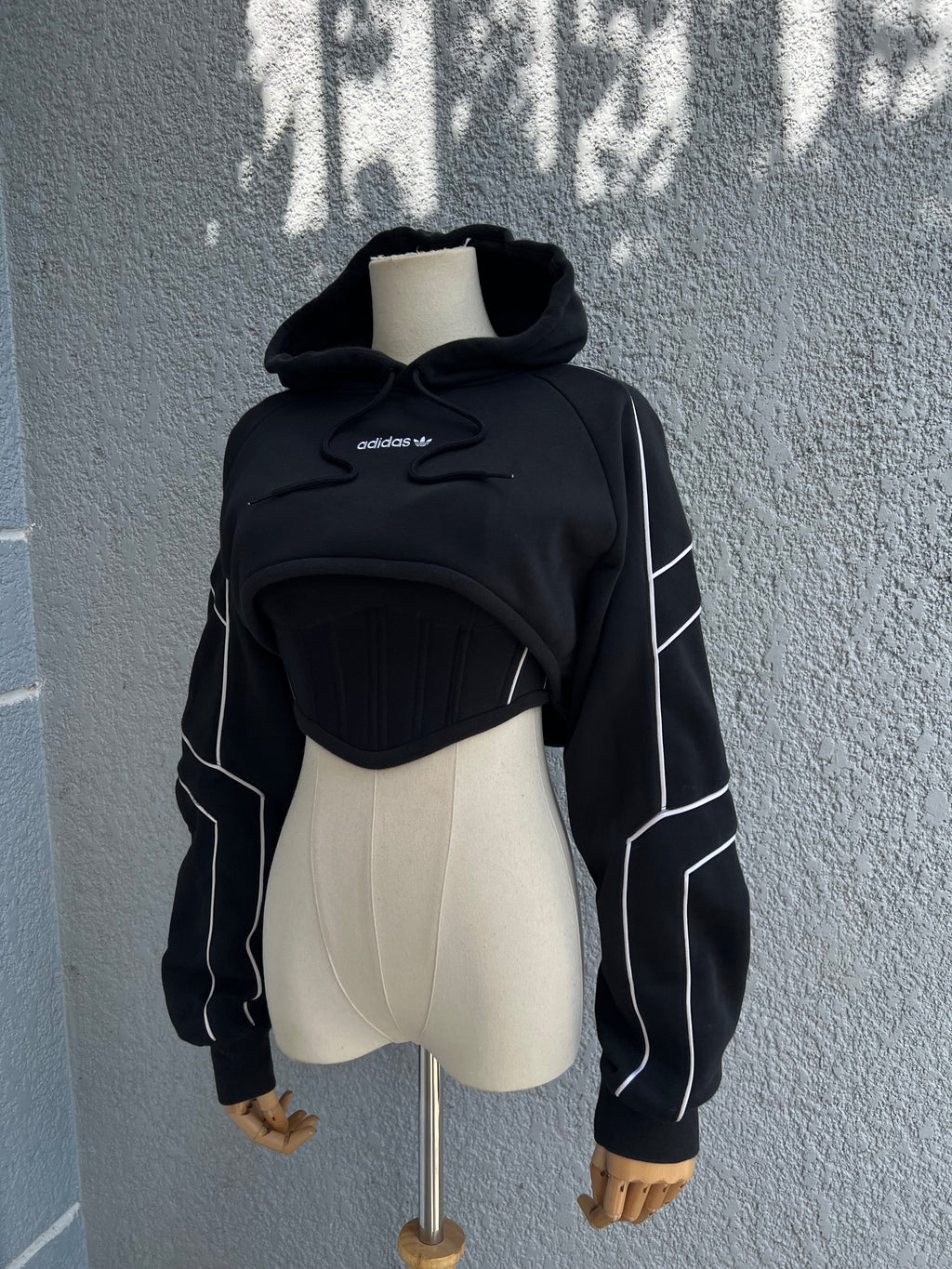 Made-to-order-Custom Adidas Cropped Hoodie Corset Top Set