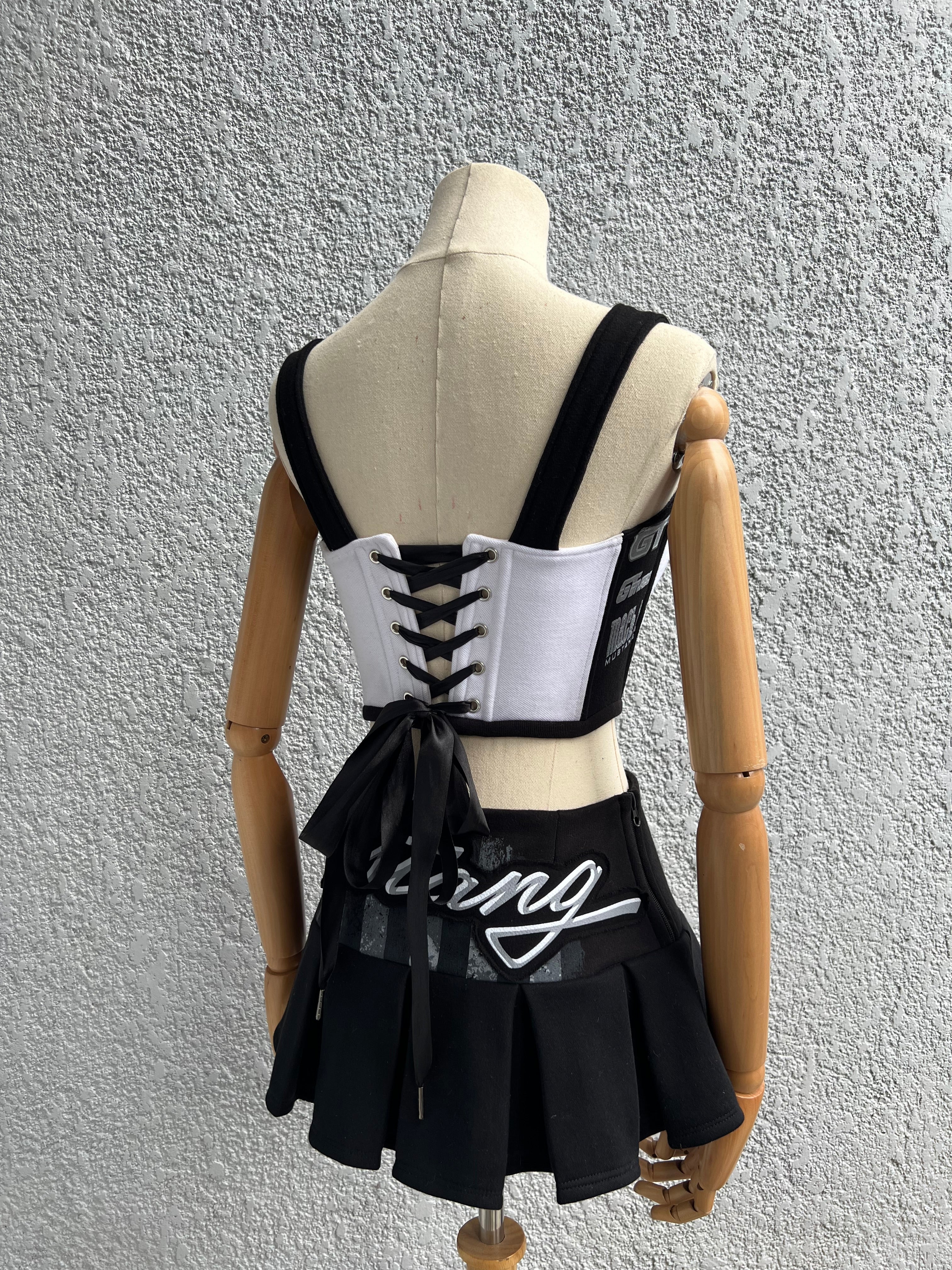 Made-to-order--Custom Mustang Cropped Hoodie Corset Top and Skirt Set