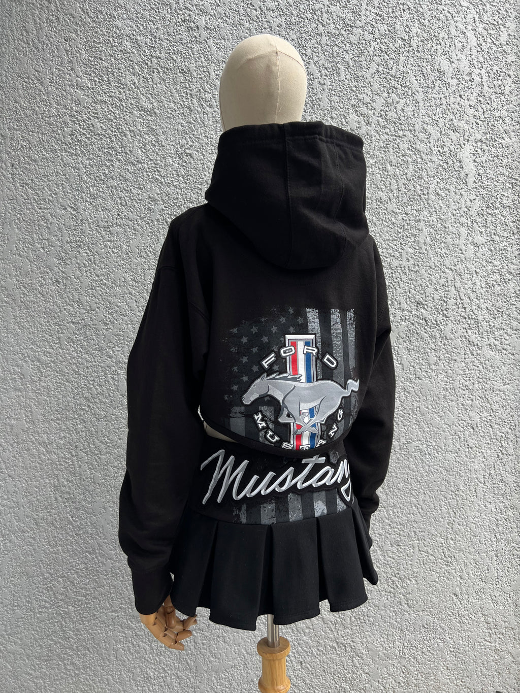 Made-to-order--Custom Mustang Cropped Hoodie Corset Top and Skirt Set