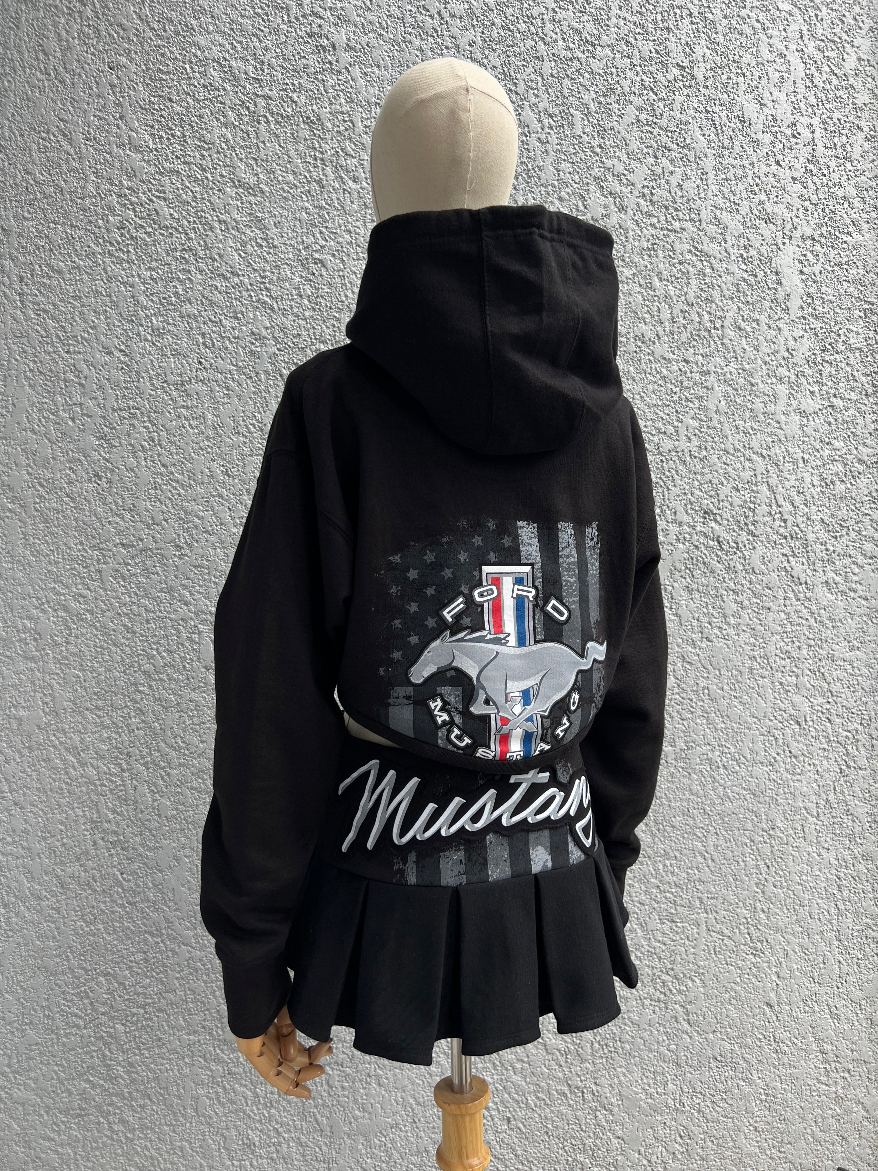 Made-to-order--Custom Mustang Cropped Hoodie Corset Top and Skirt Set