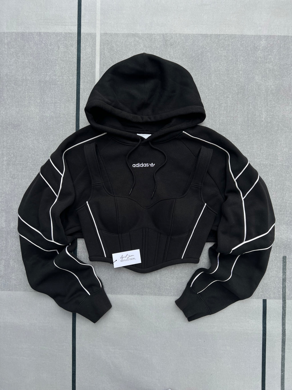 Made-to-order-Custom Adidas Cropped Hoodie Corset Top Set