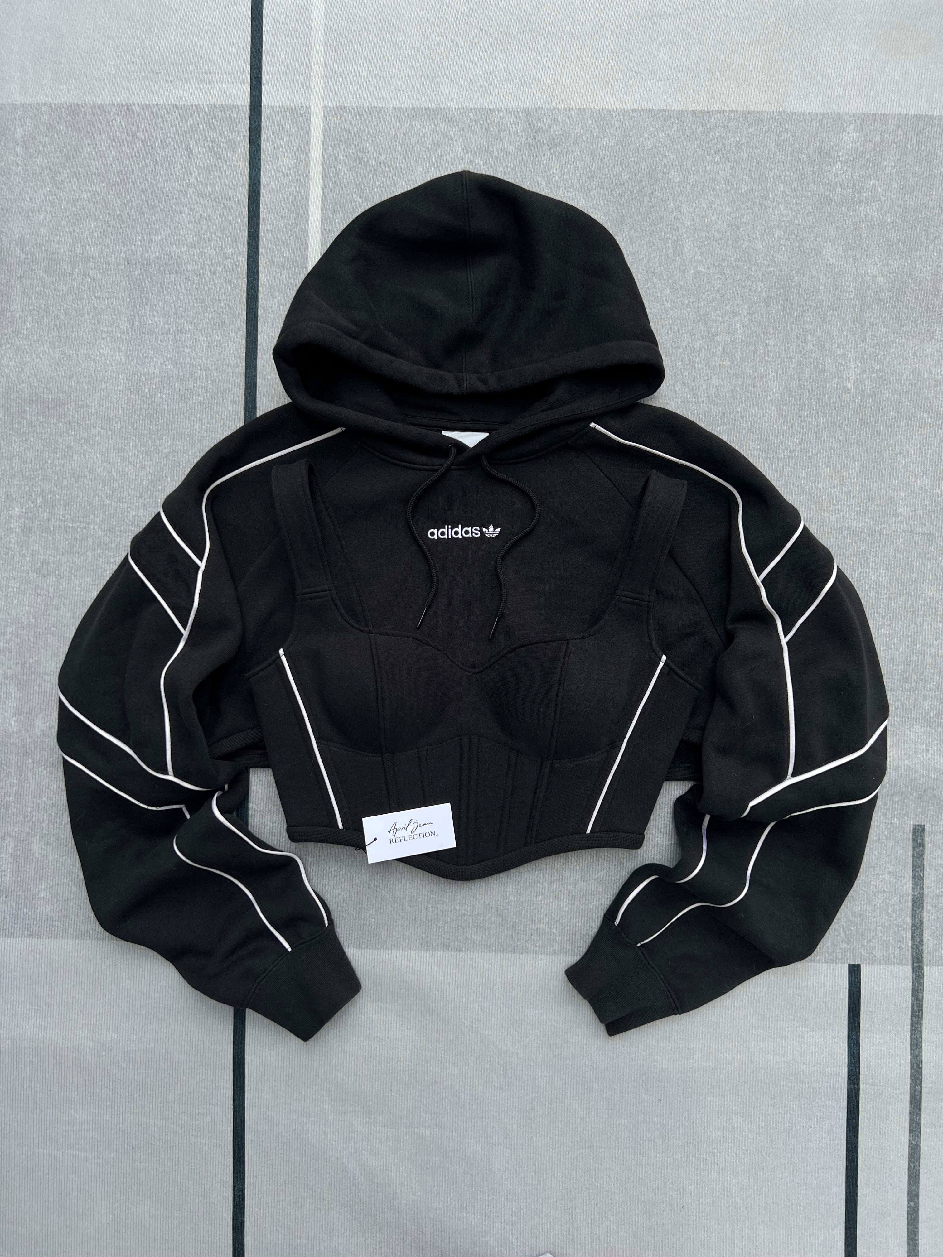 Made-to-order-Custom Adidas Cropped Hoodie Corset Top Set