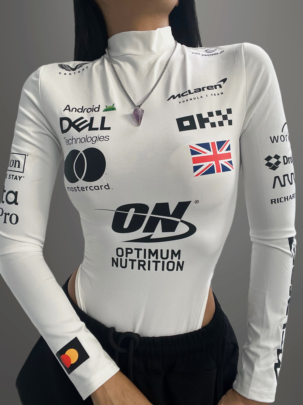 Custom motorsports inspired bodysuit and sweatpants set #1
