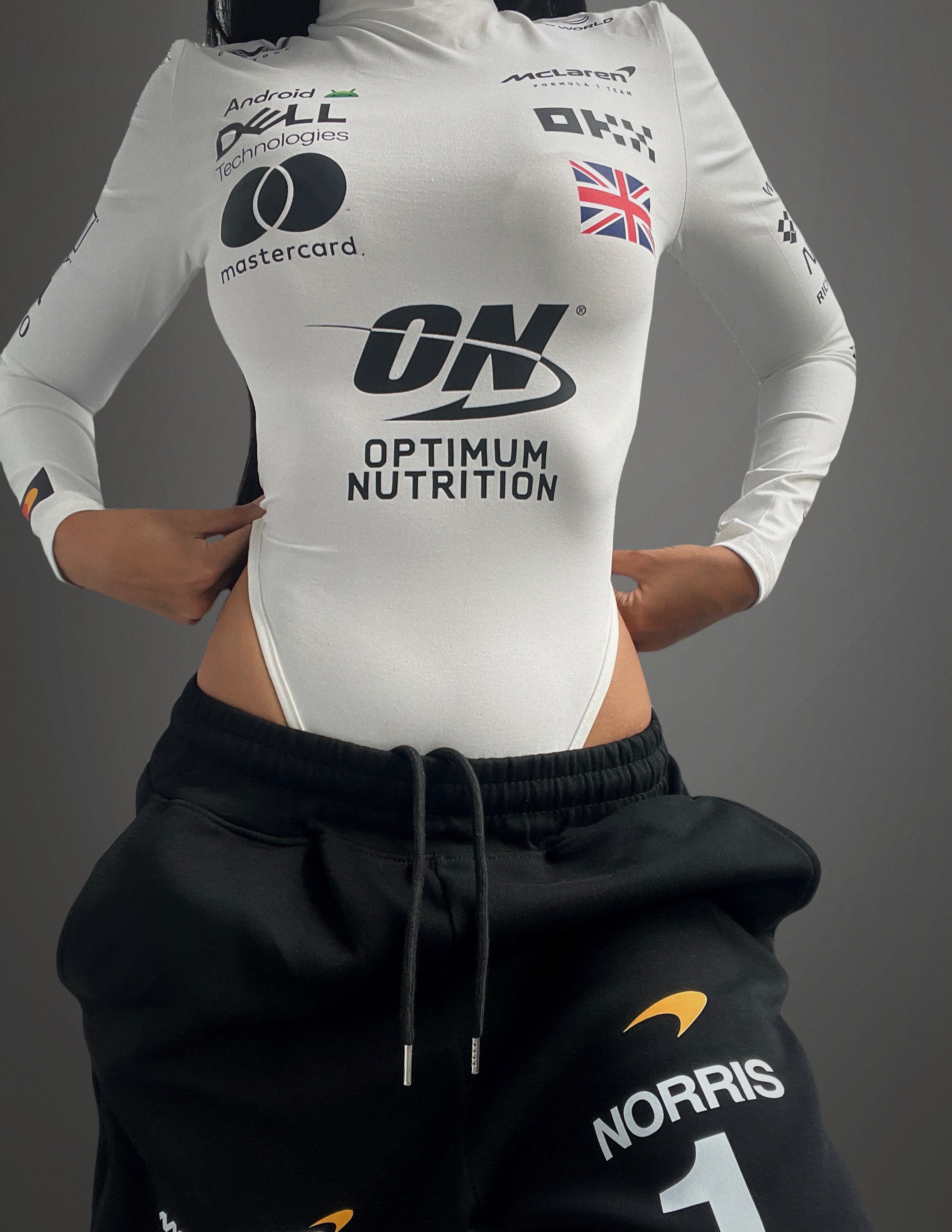 Custom motorsports inspired bodysuit and sweatpants set #1