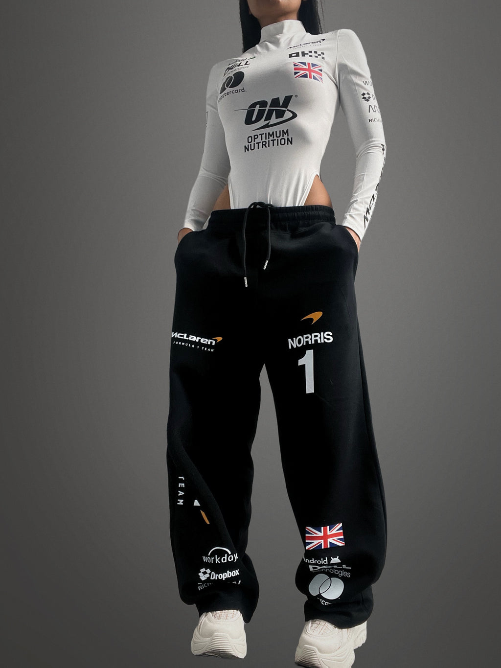Custom motorsports inspired bodysuit and sweatpants set #1