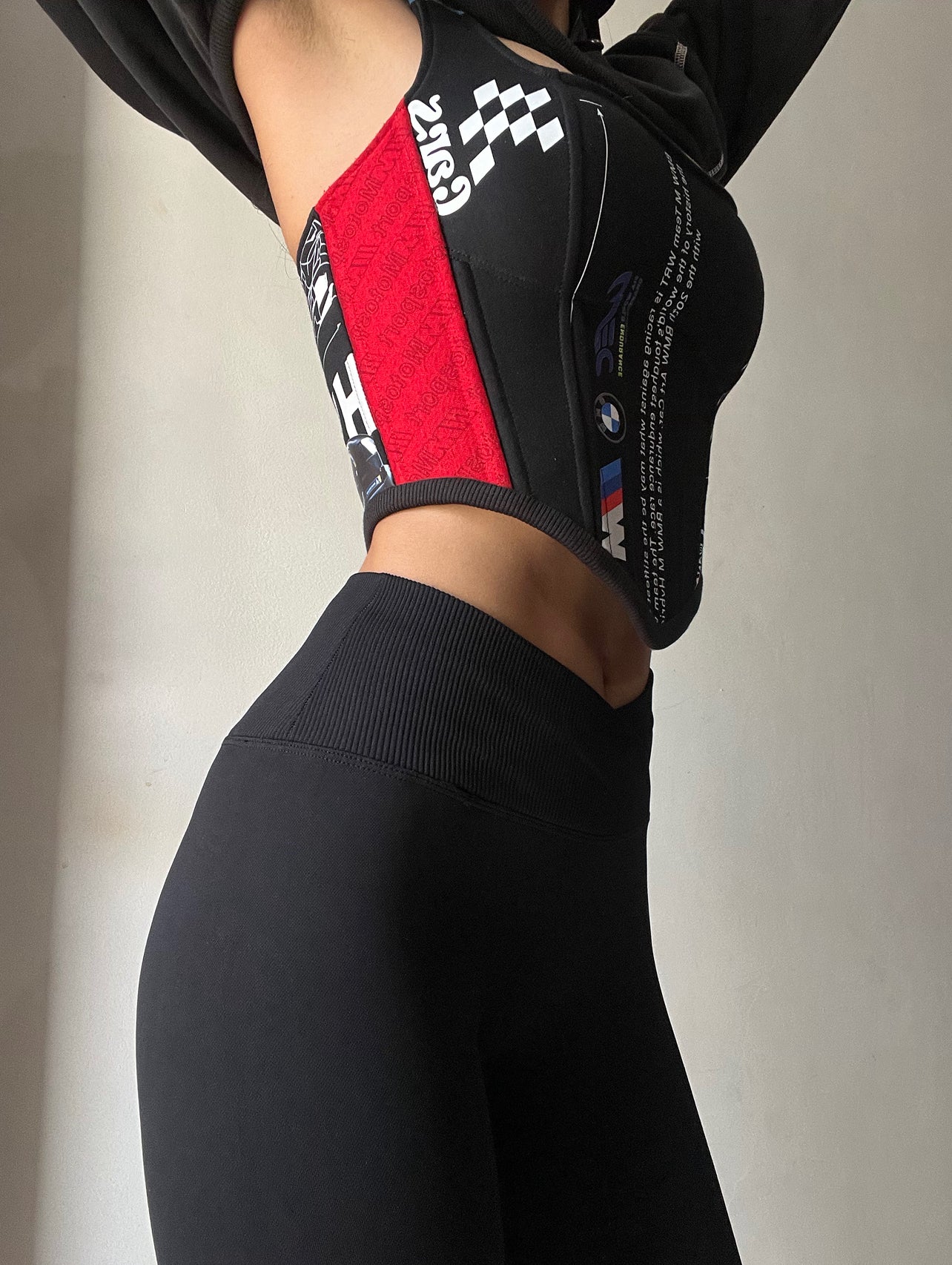 Made-to-order--Custom BMW Cropped Hoodie and Corset Top Set
