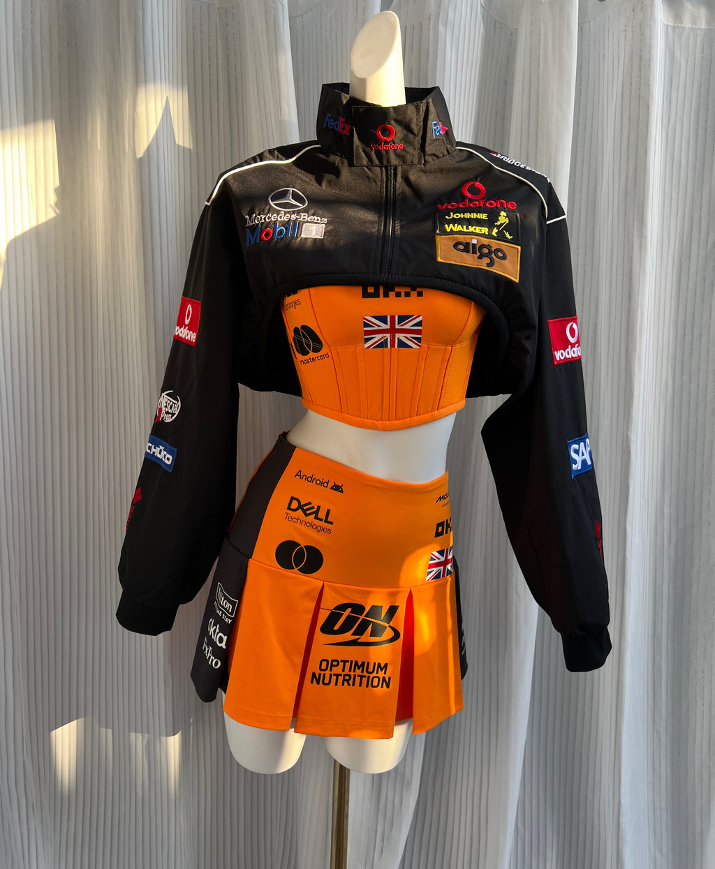 Made-to-order--Custom Mclaren F1 Inspired Corset, Jacket and skirt set