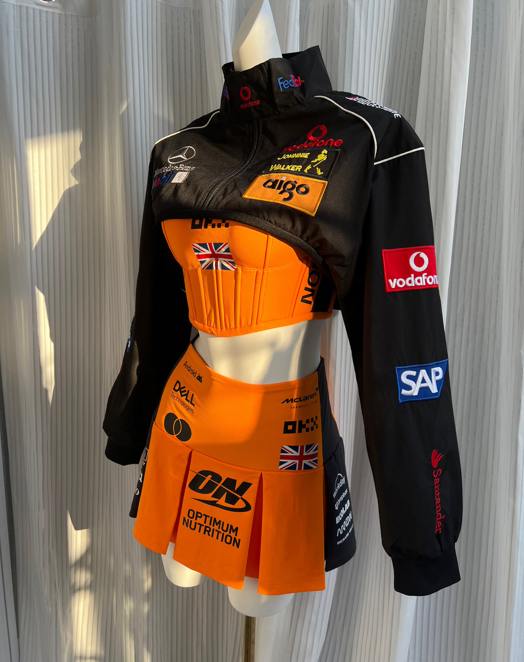 Made-to-order--Custom Mclaren F1 Inspired Corset, Jacket and skirt set