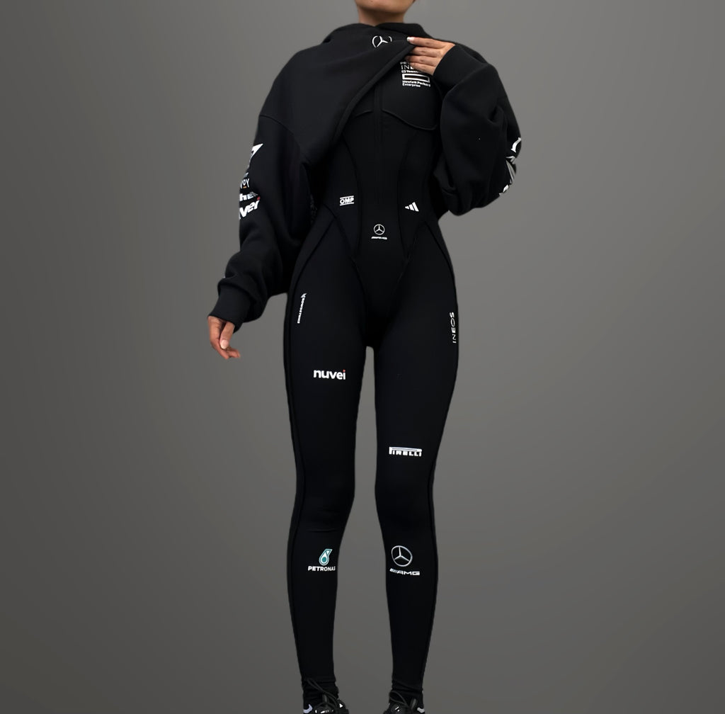 Custom F1 Full Bodysuit and crop hoodie set