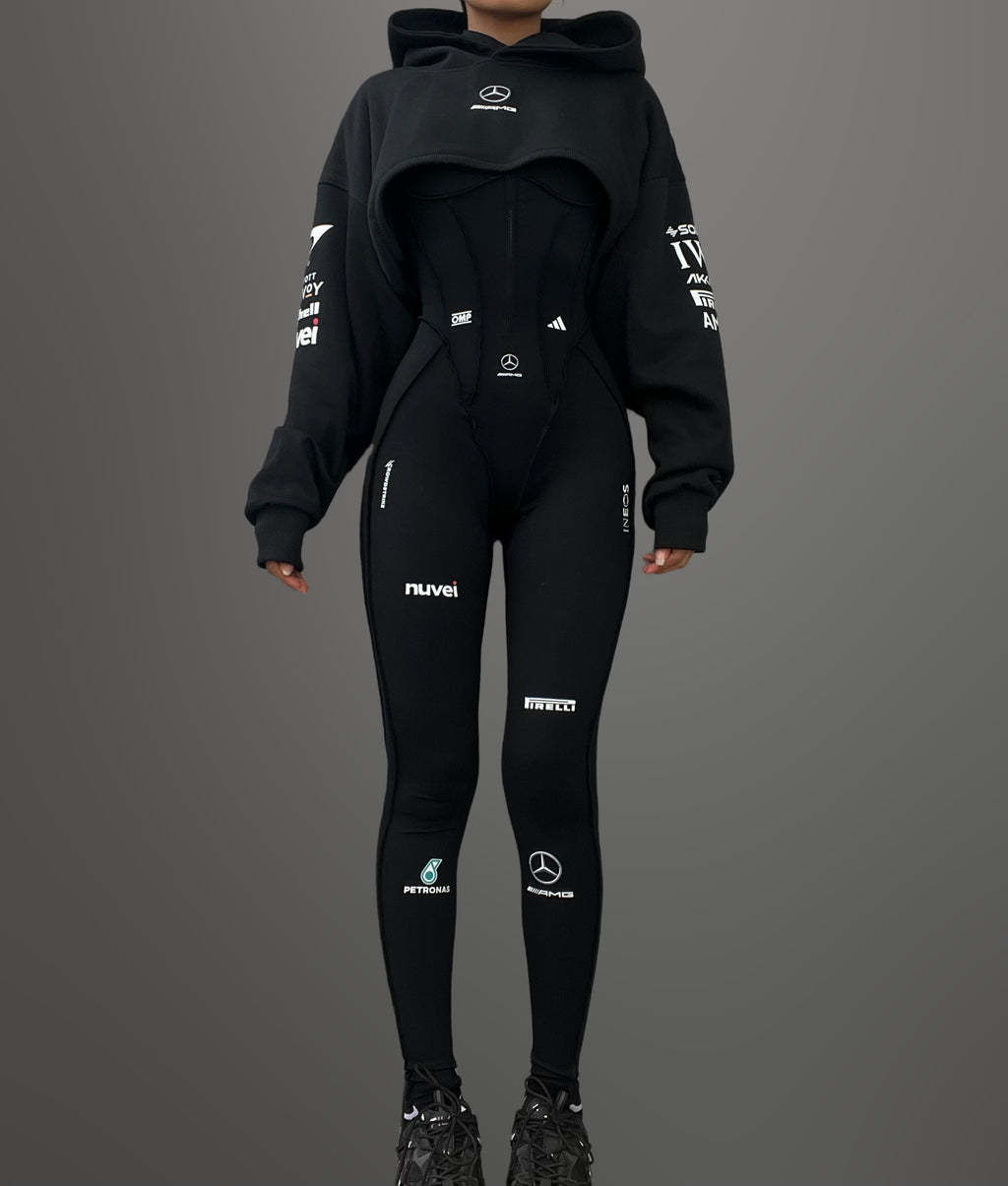 Custom F1 Full Bodysuit and crop hoodie set