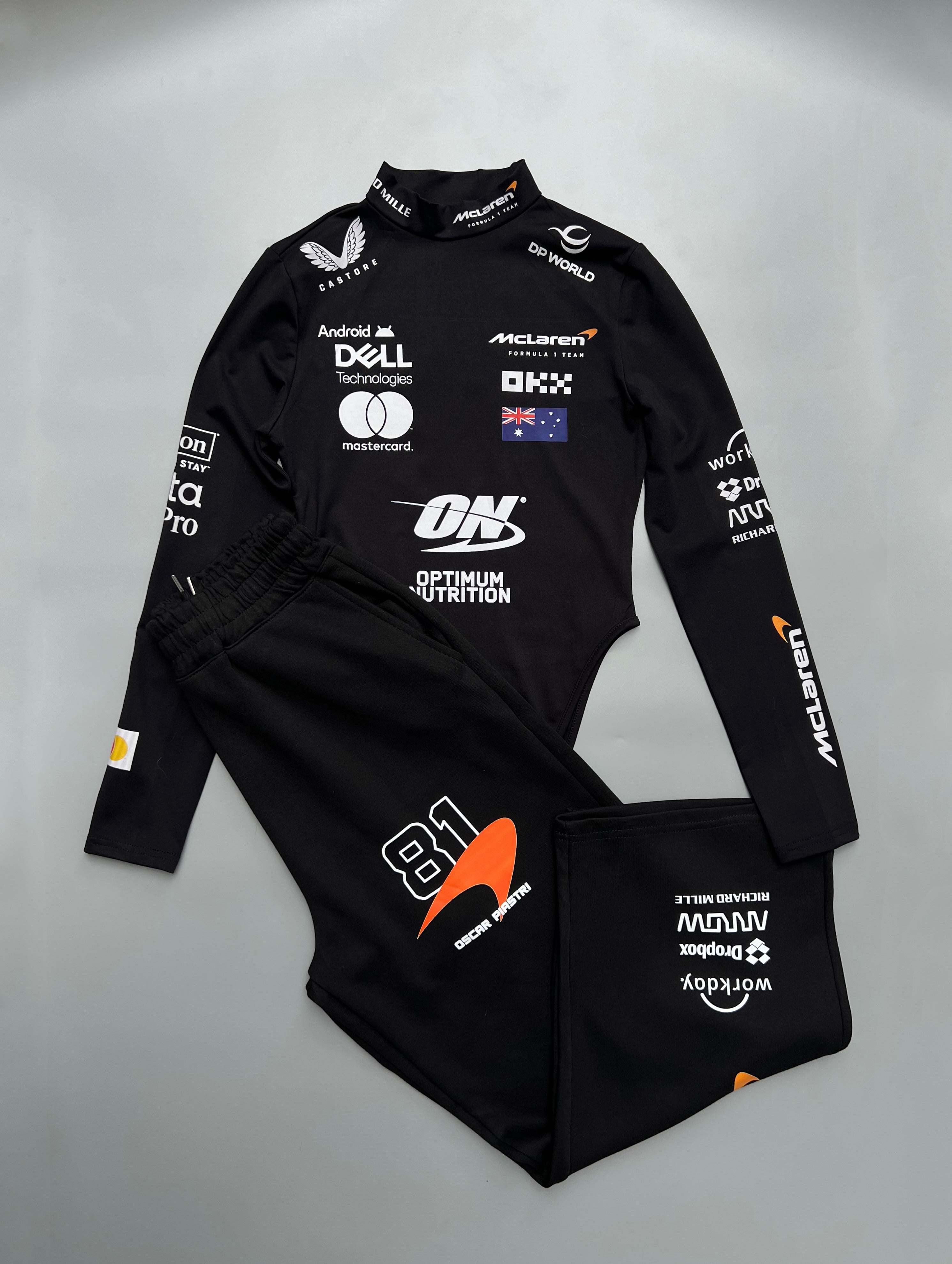 Custom Motorsport-Inspired bodysuit and sweatpants set