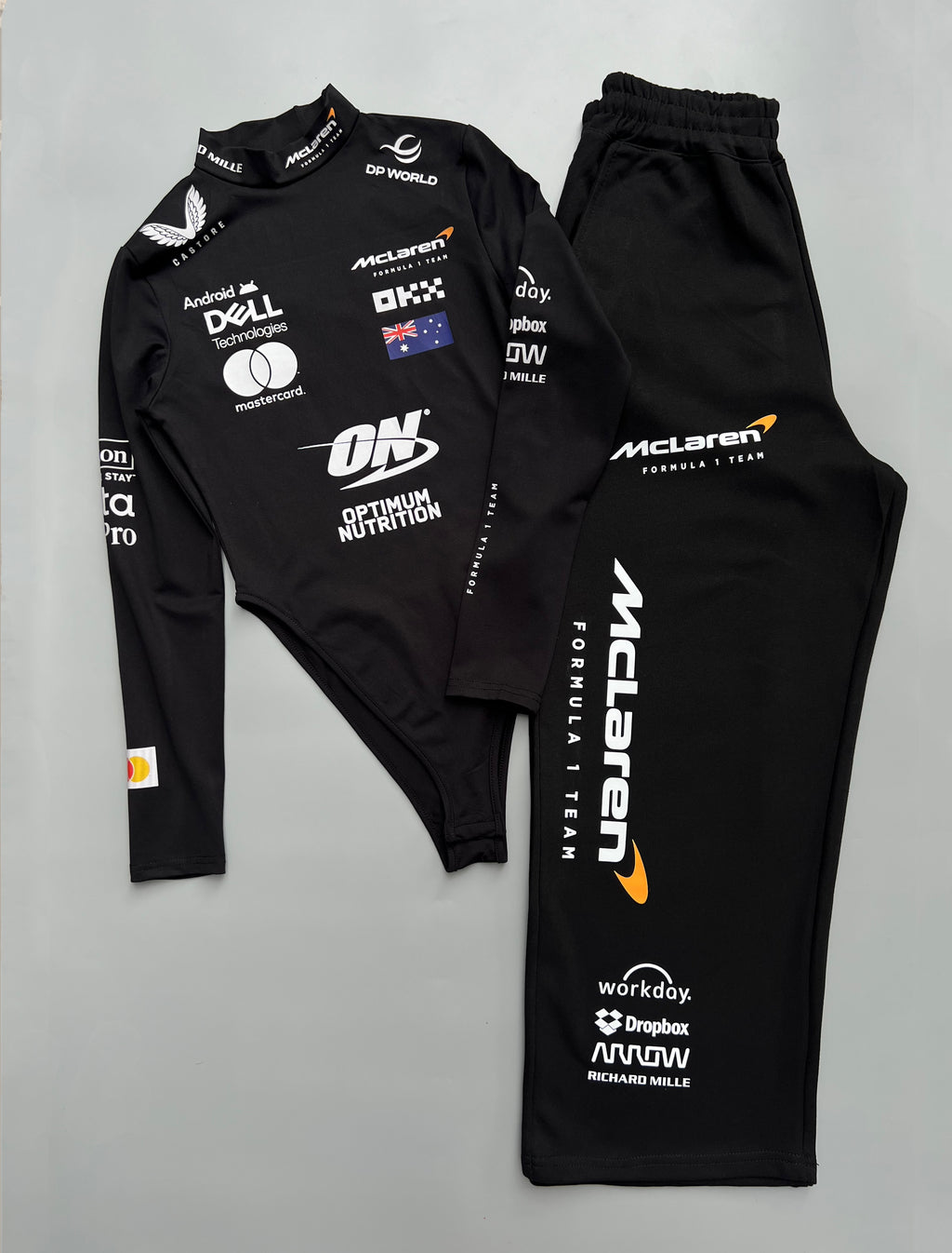 Custom Motorsport-Inspired bodysuit and sweatpants set