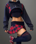 Reworked RL crop hoodie, corset and skirt set