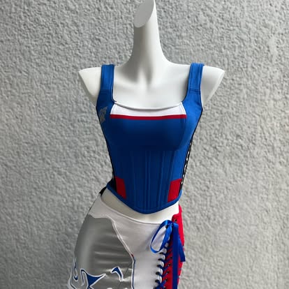 Made-to-order--Custom RB Visa Cropped Hoodie, Corset Top and Skirt Set